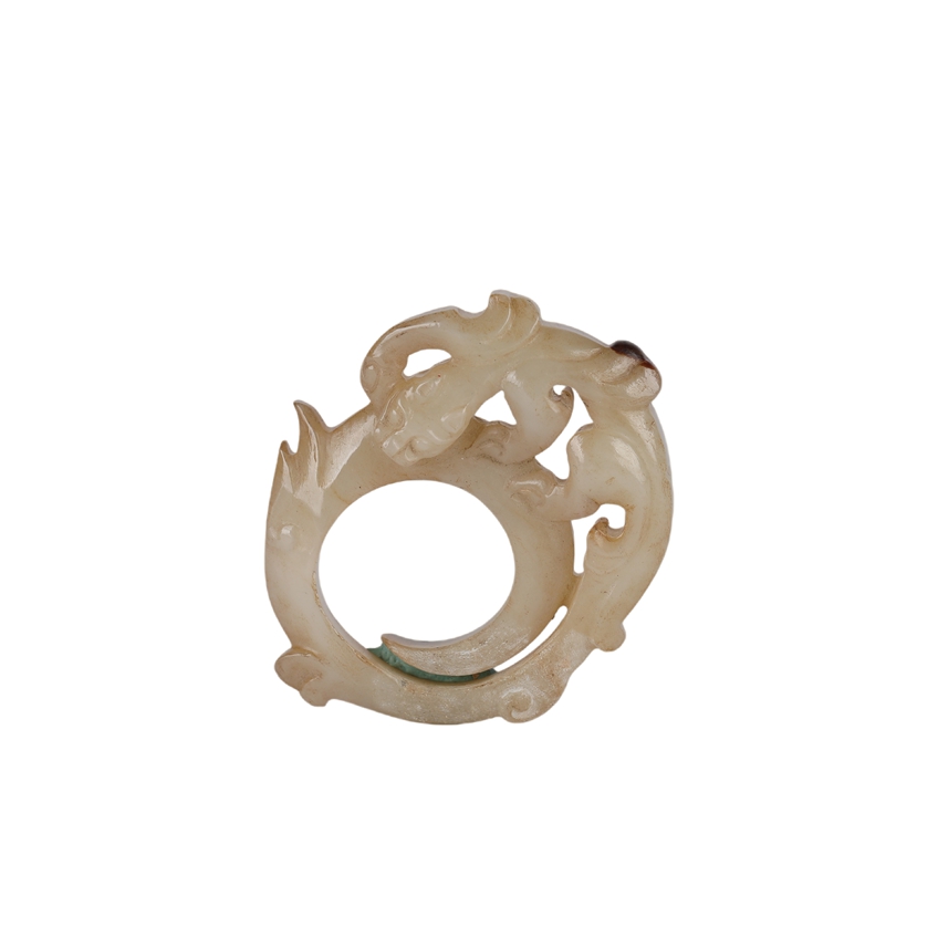 01014 Chinese Jade Dragon Ring Ornament