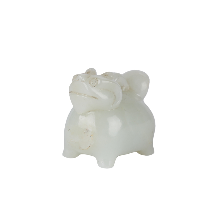 01027 Chinese Hetian White Jade  animal Ornament