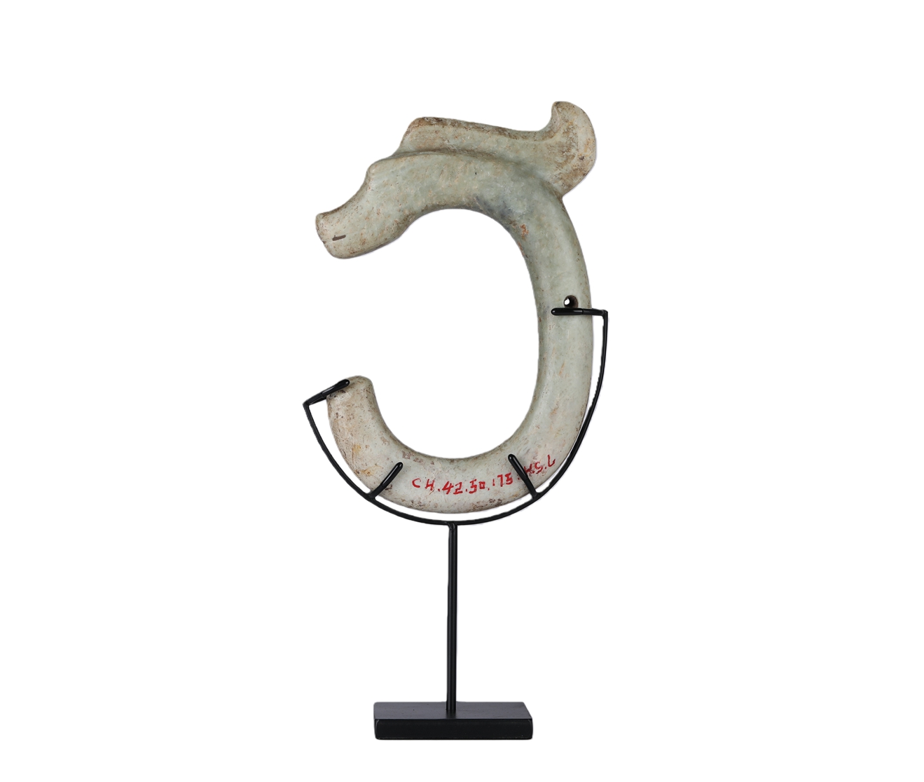 01035 Chinese Red Mountain Culture Jade Dragon