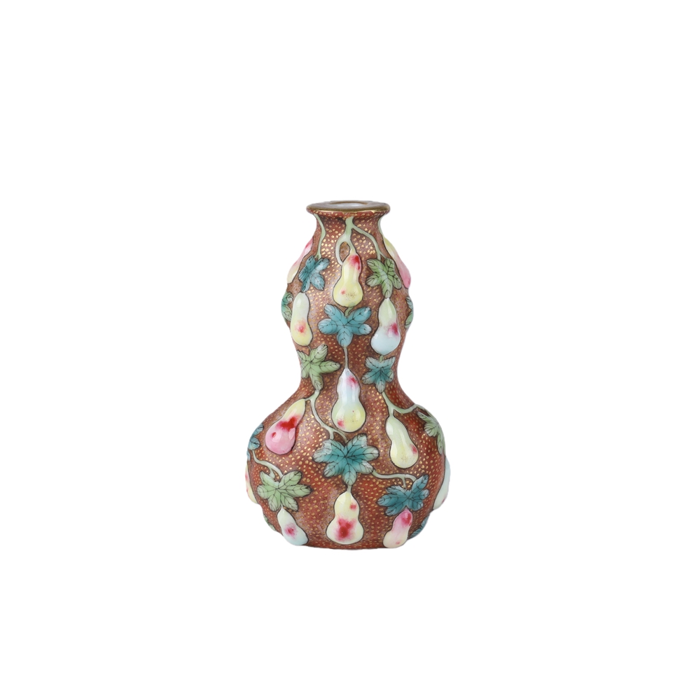 01062 Chinese Fencai glazed gourd patterned gourd bottle