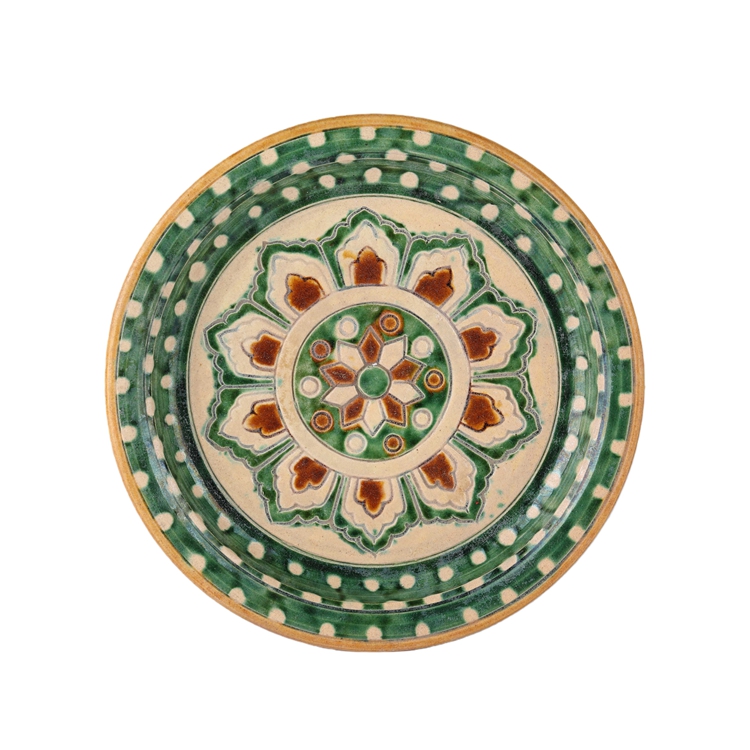 01066 Chinese Tang Dynasty Tri colored Glazed Flower patterned Porcelain Plate