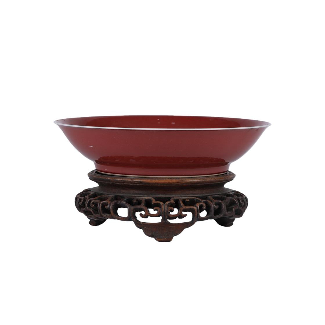 01090 Chinese red glazed porcelain plate