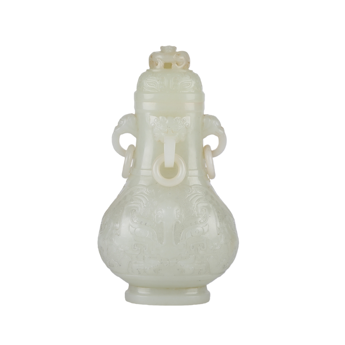 01111 China Hetian white jade carved bottle 