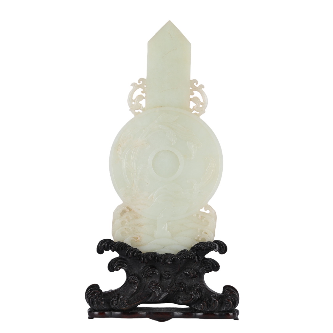 01112 Chinese Hetian white jade carving ornament