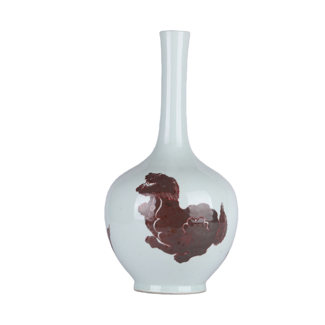 01139 Chinese glazed red auspicious beast patterned porcelain vase