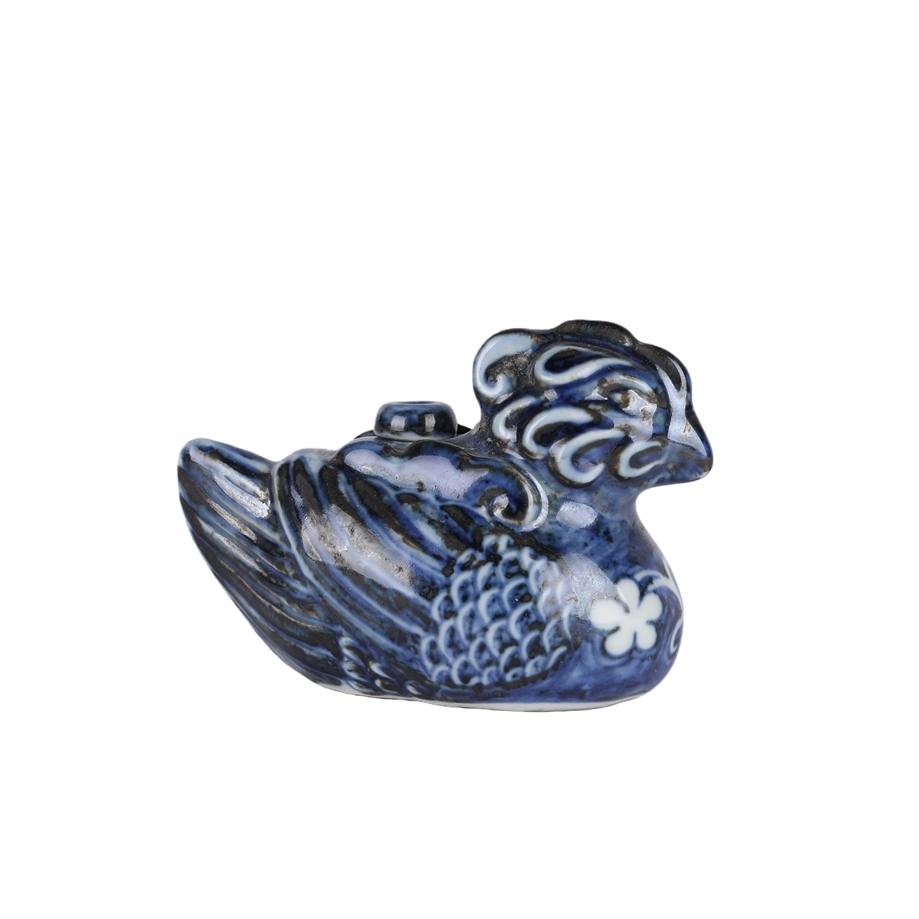 01171 Chinese Xuande Blue and White Glazed Porcelain Mandarin Duck