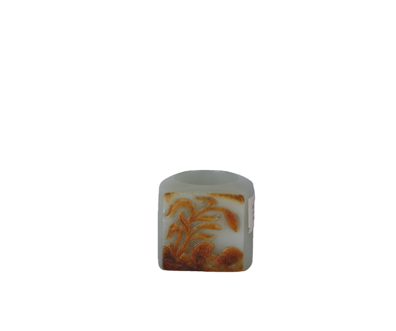01198 Chinese Hetian White Jade Carving Ring
