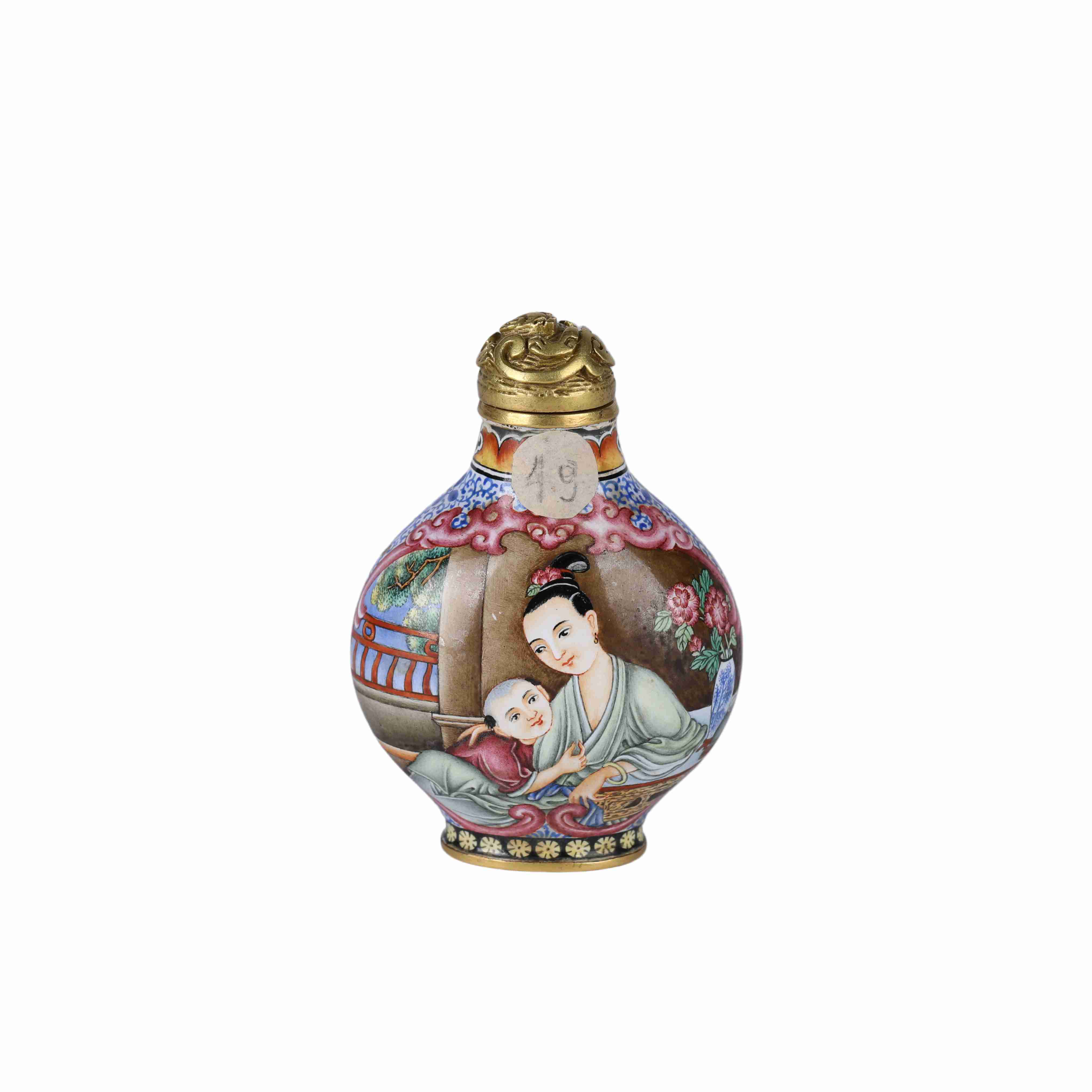 3 Chinese bronze painted enamel snuff bottle, Qianlong