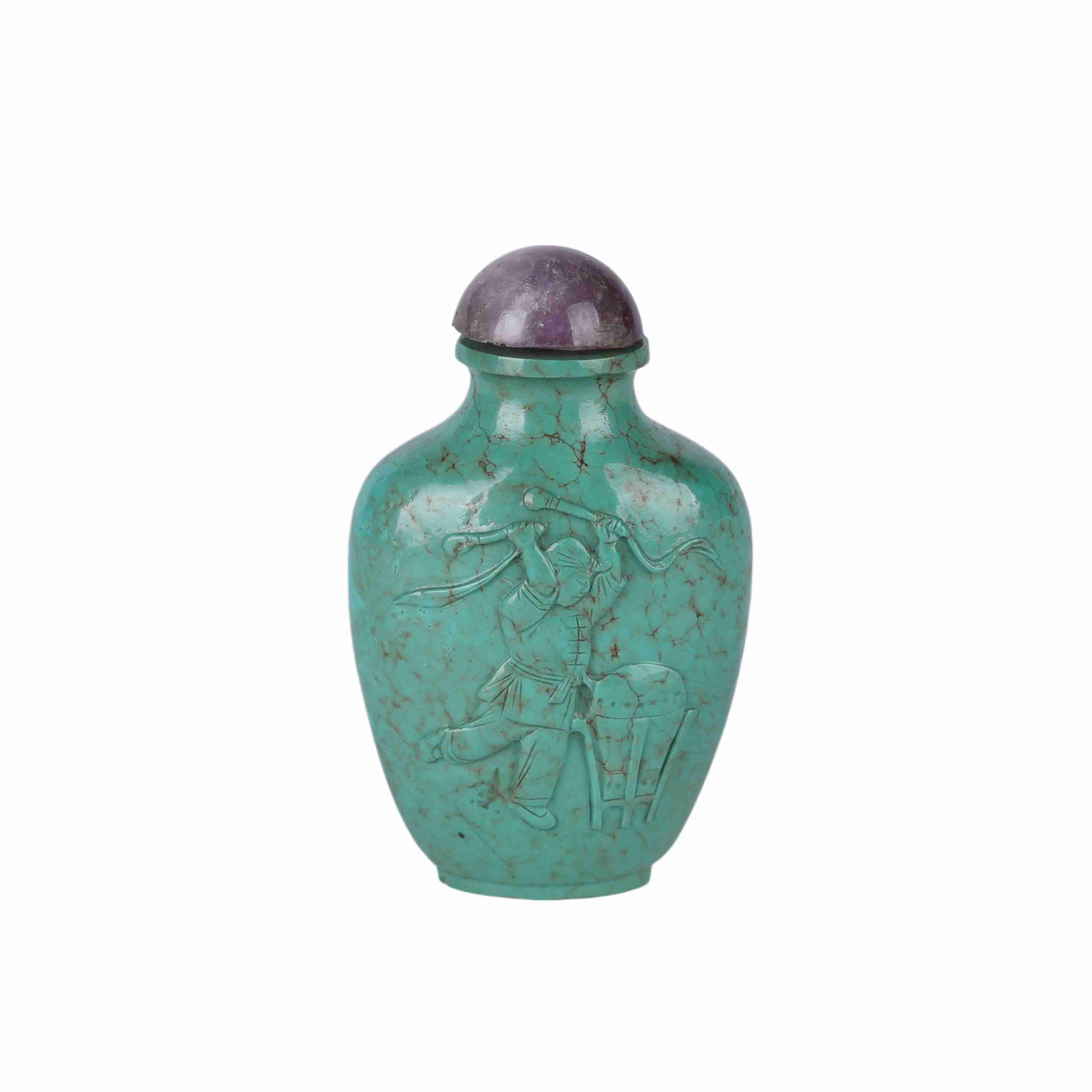 6 Turquoise Carved Snuff Bottle