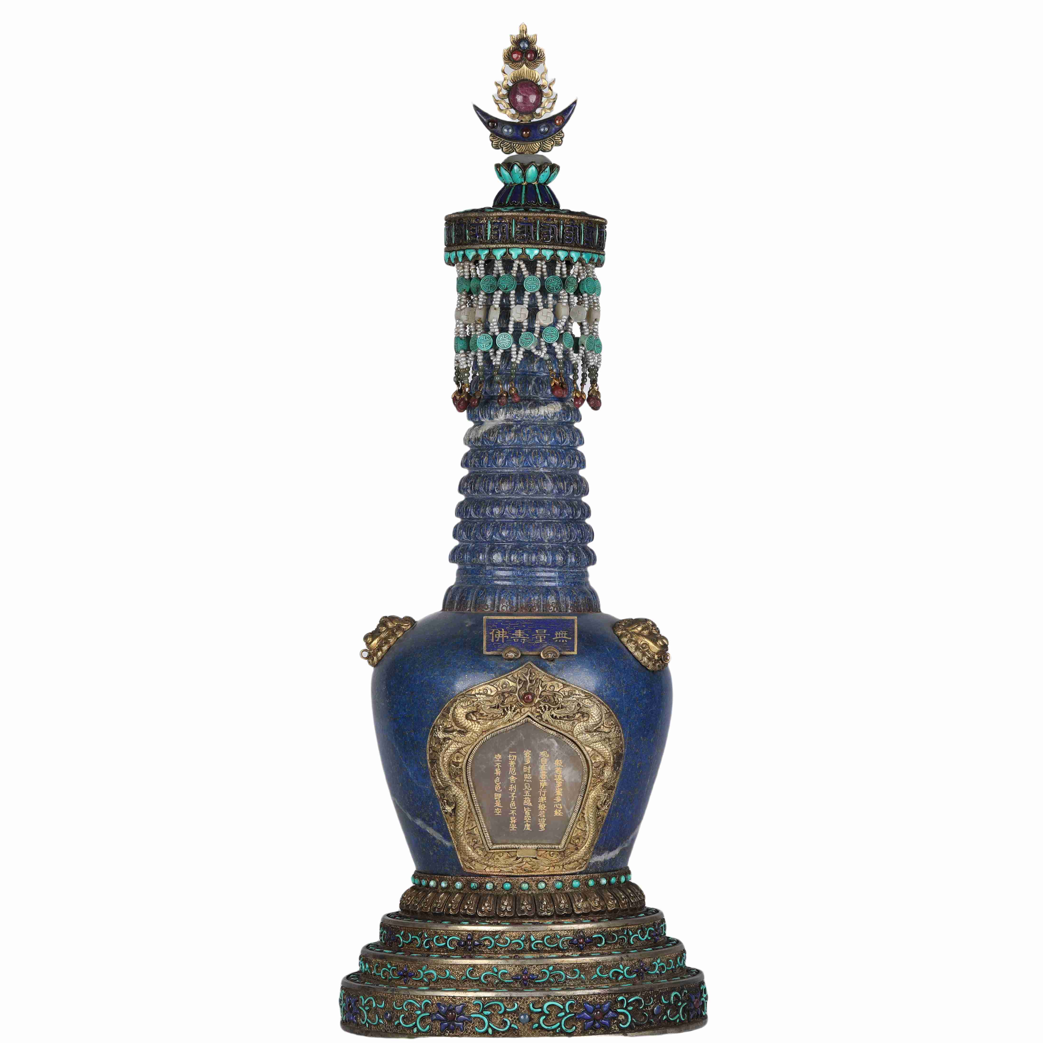 51 Chinese lapis lazuli Carving Buddha Pagoda, Qianlong