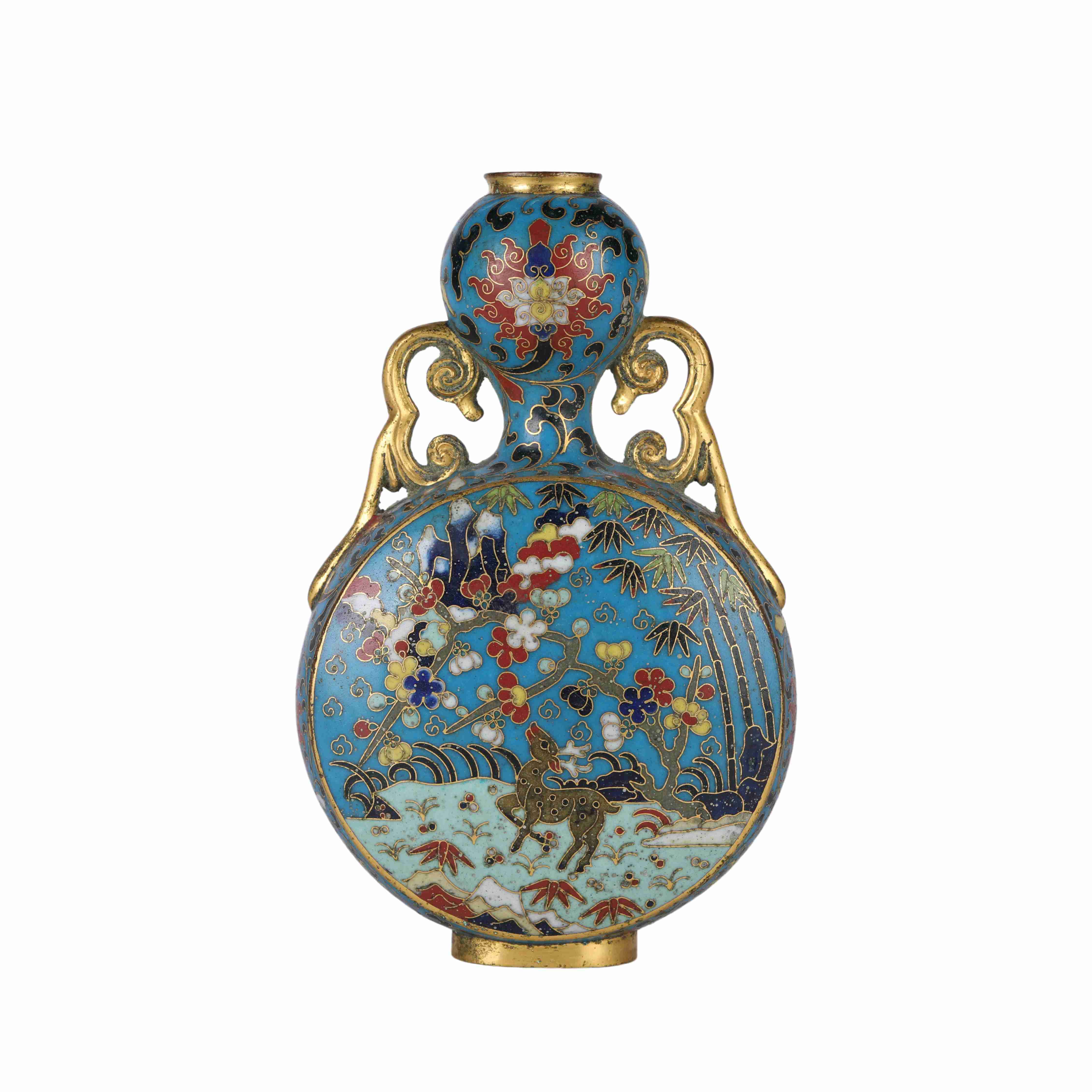 54 Chinese bronze cloisonne bottle, Ming