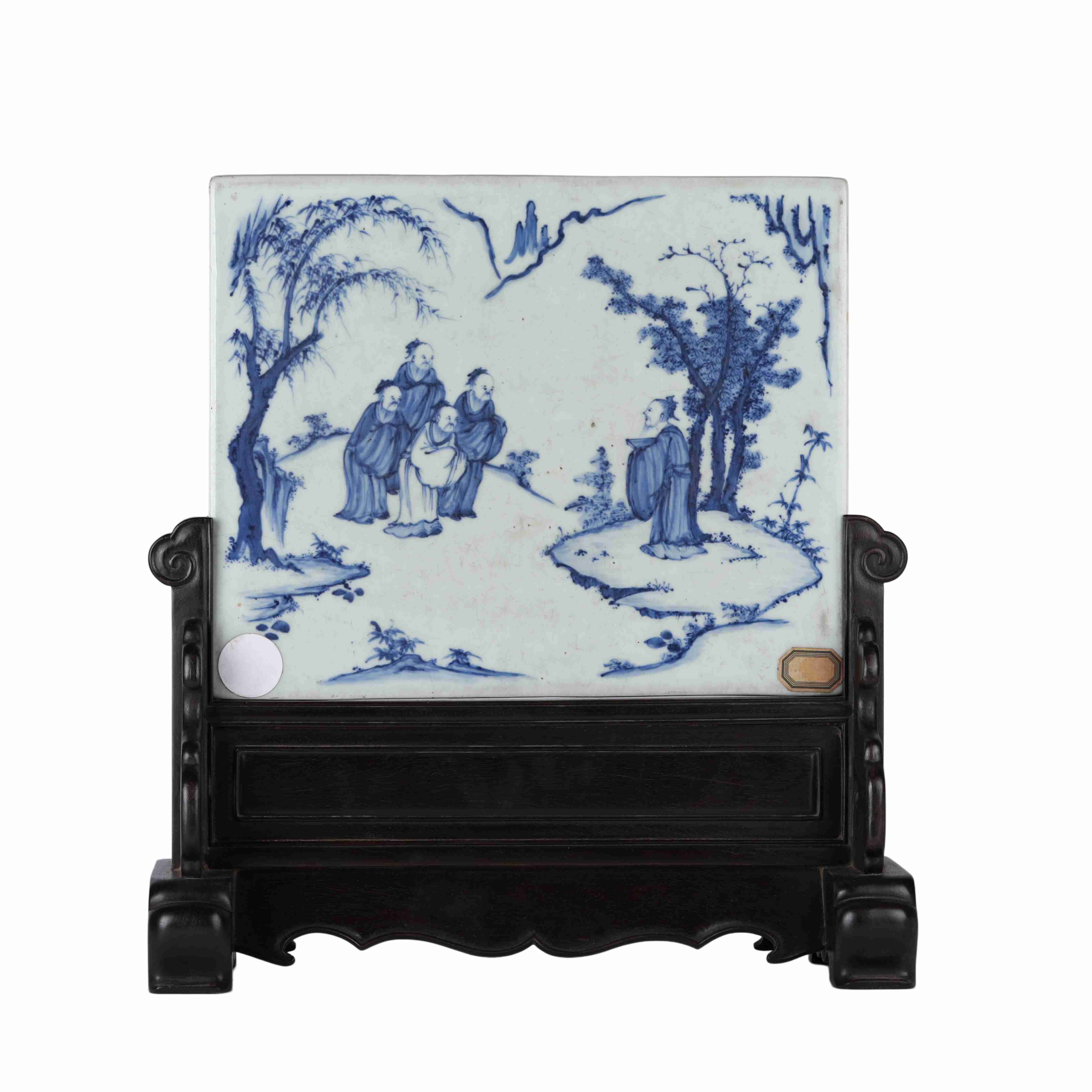 83 Chinese blue and white glazed porcelain plaque, Qing or earlier