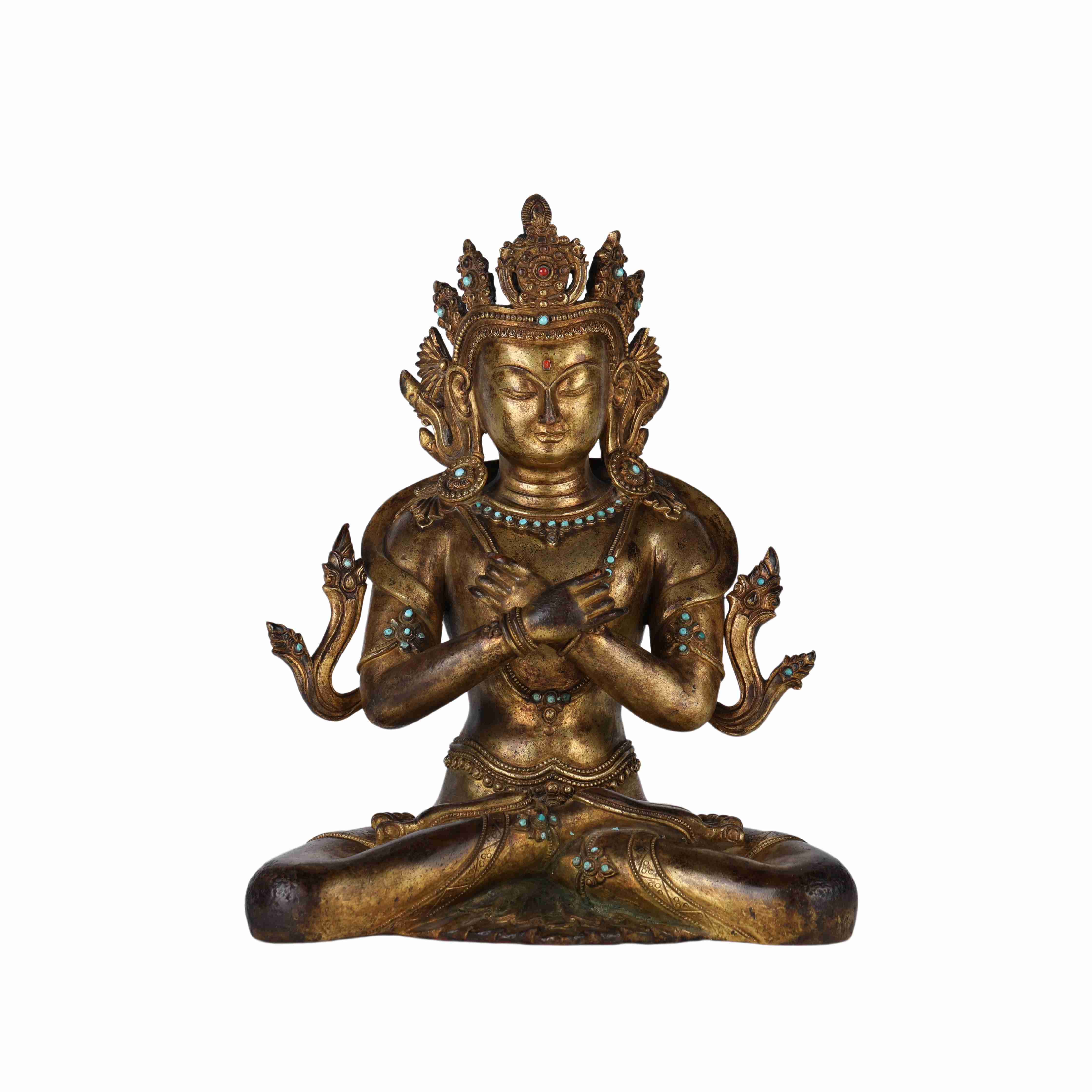 104 Ancient copper gilded Buddha statue