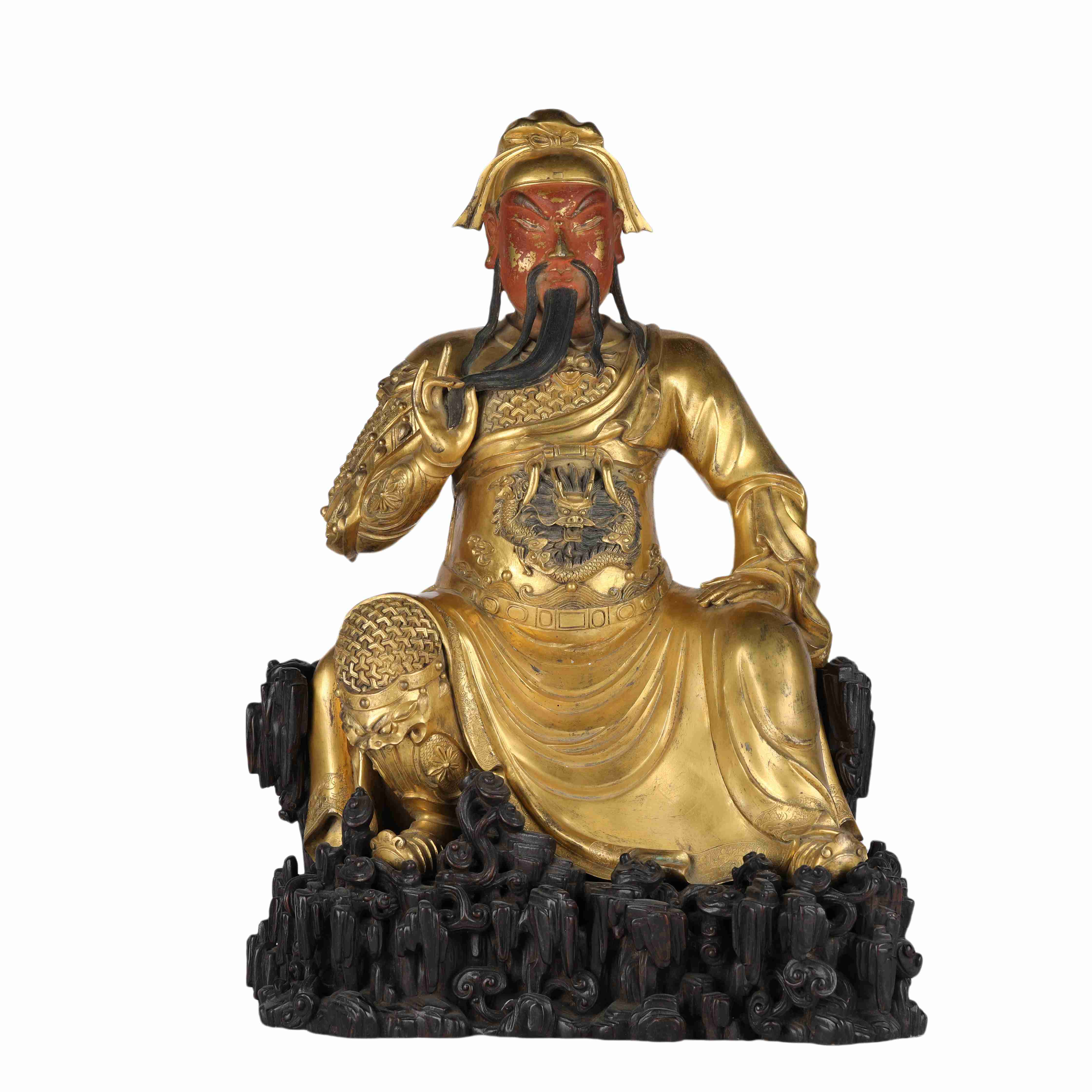 107 Ancient copper gilded Guan Gong statue