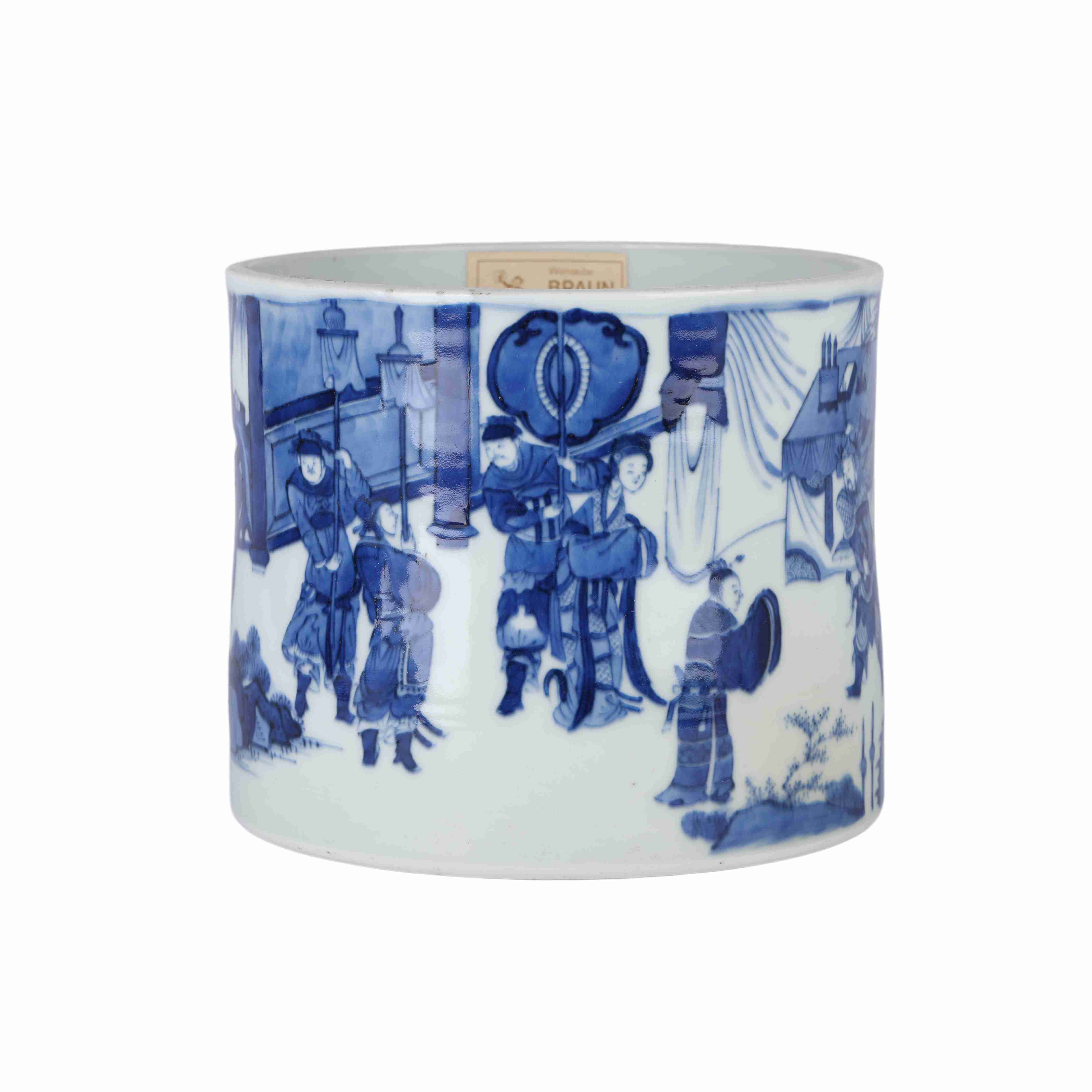 143 Chinese blue and white glazed porcelain pen holder, 17th