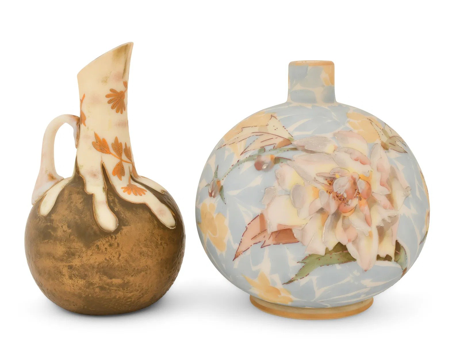 205 Mount Washington Glass Floral Vase & Ewer